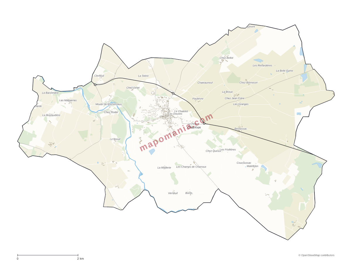 Carte de Charroux à personnaliser