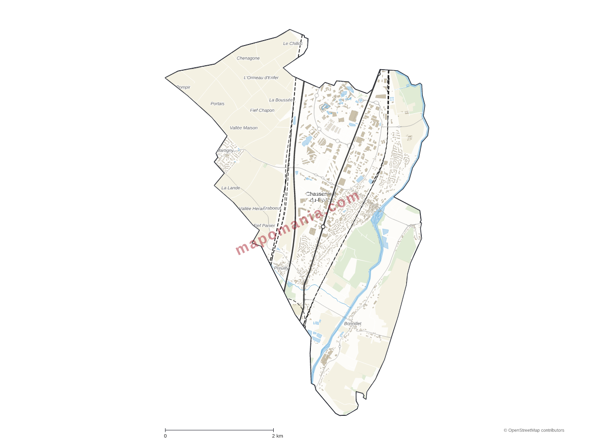 Carte de Chasseneuil-du-Poitou à personnaliser