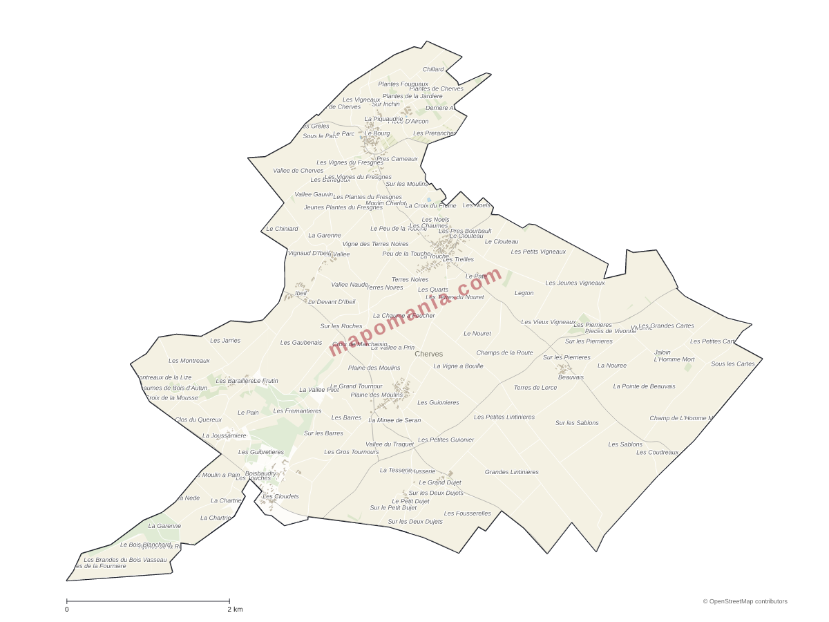 Carte de Cherves à personnaliser