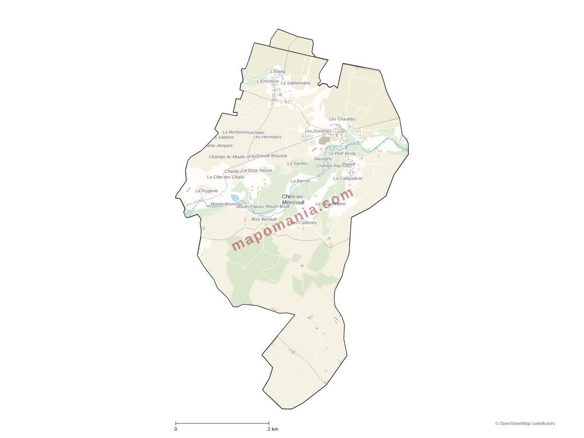 Carte de Chiré-en-Montreuil à personnaliser