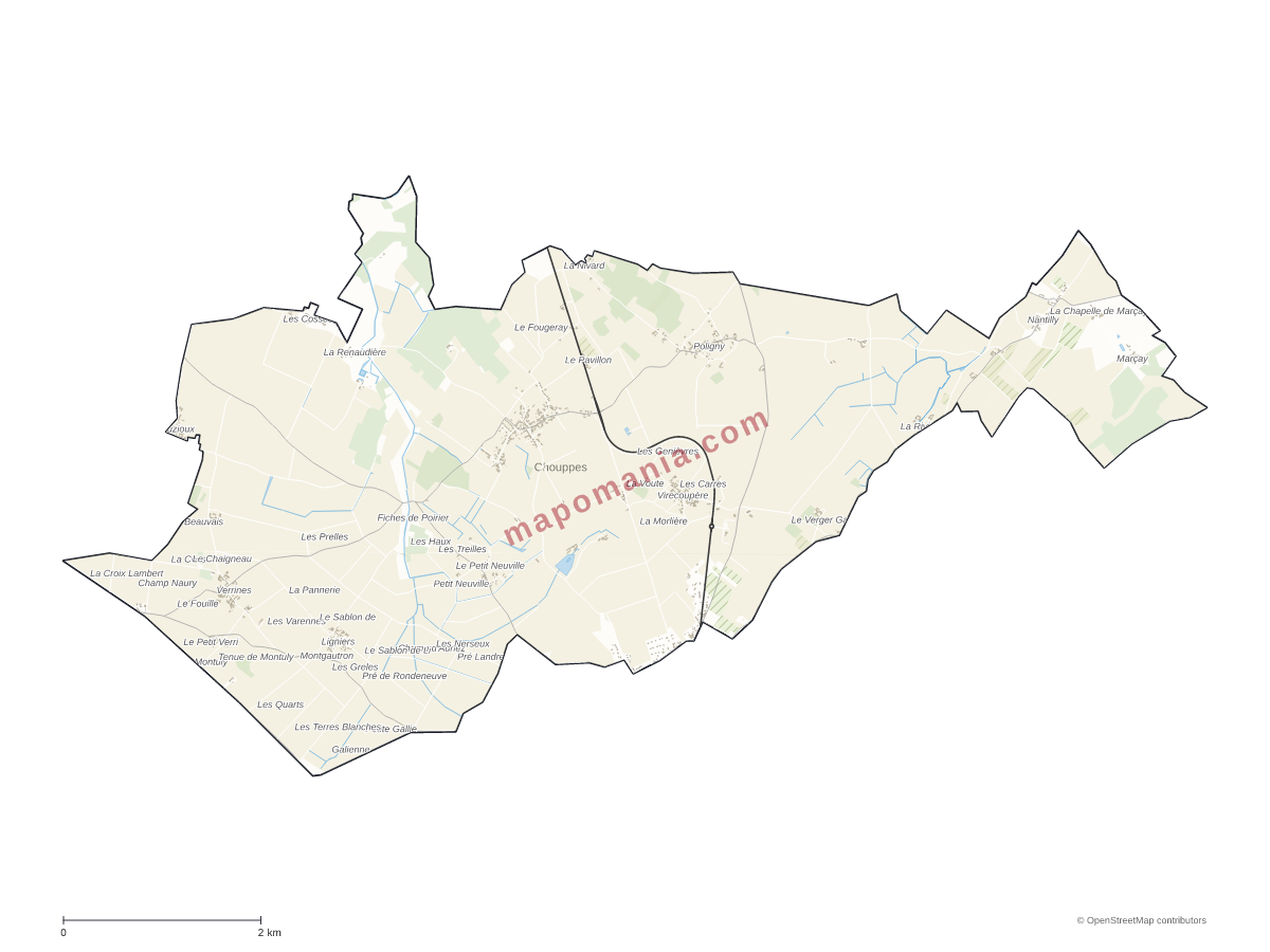 Carte de Chouppes à personnaliser