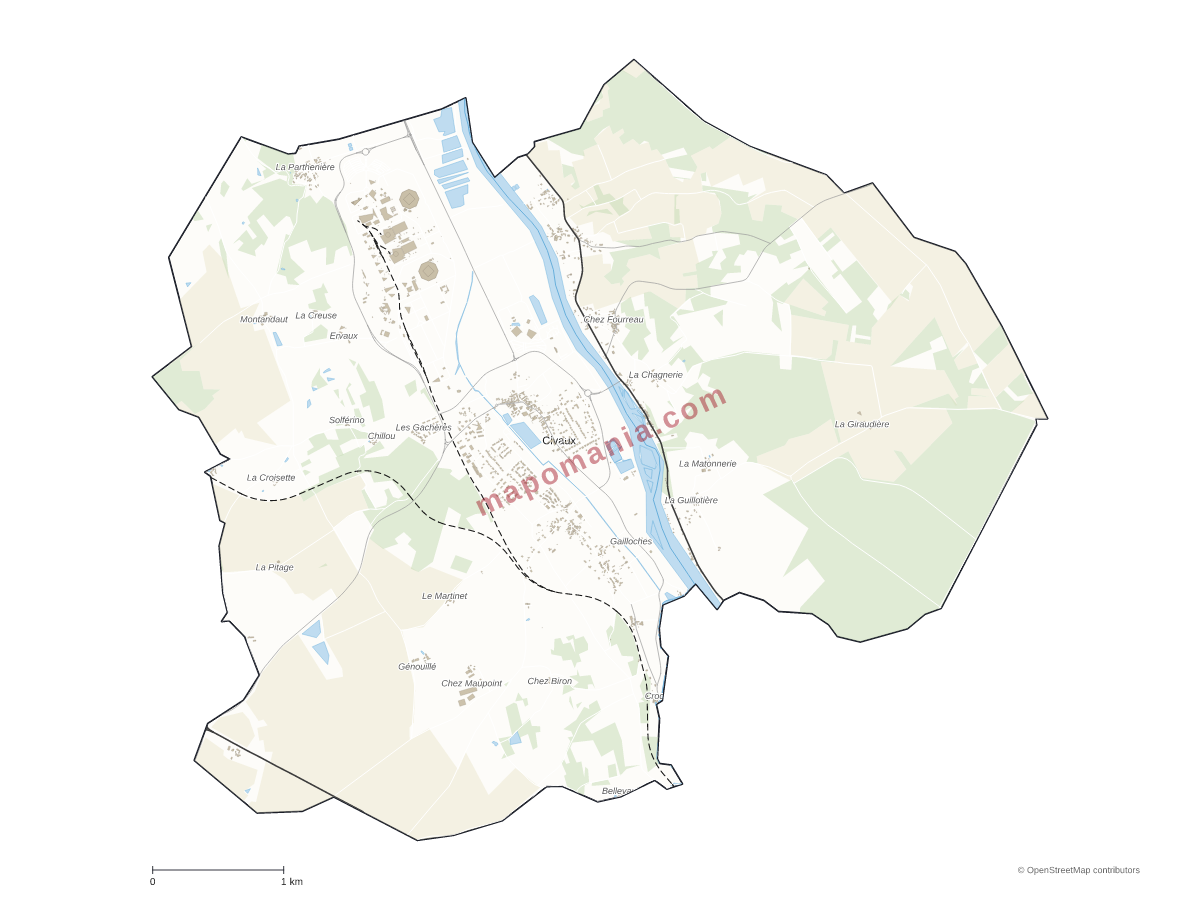 Carte de Civaux à personnaliser