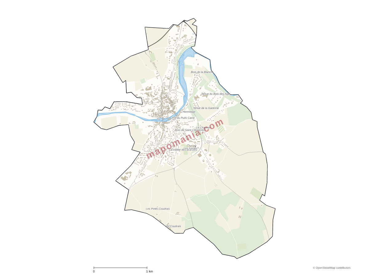 Carte de Civray à personnaliser