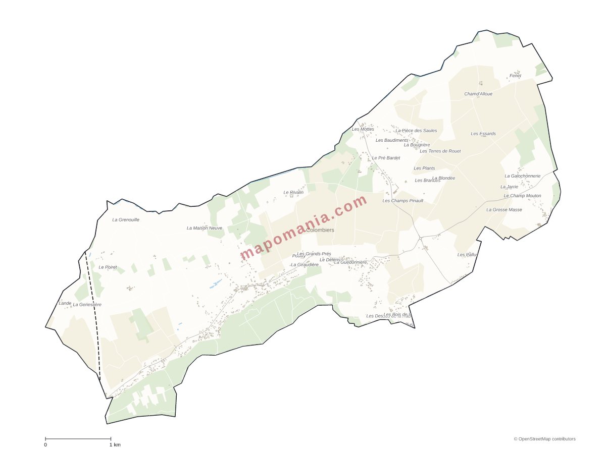 Carte de Colombiers à personnaliser