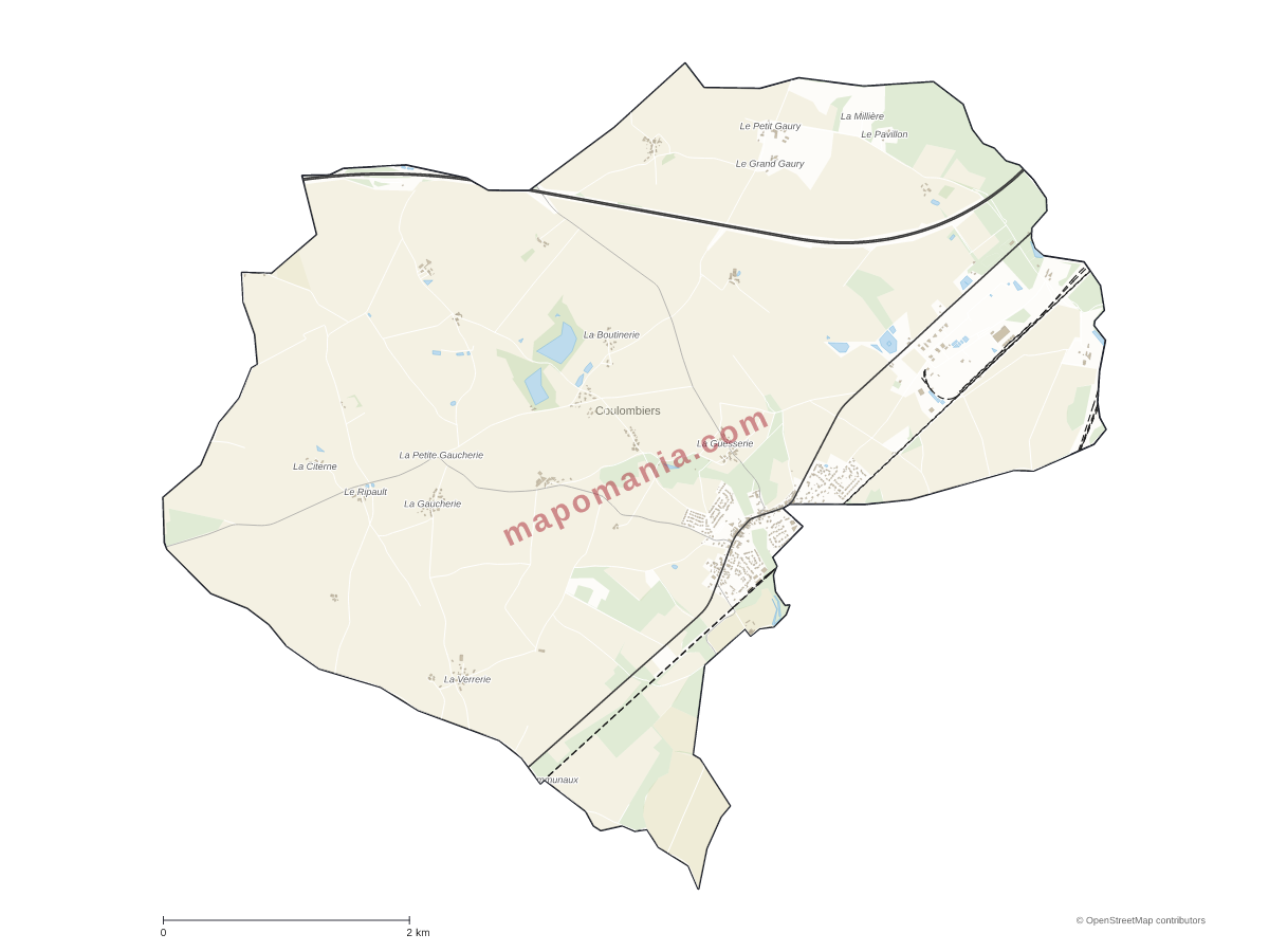Carte de Coulombiers à personnaliser