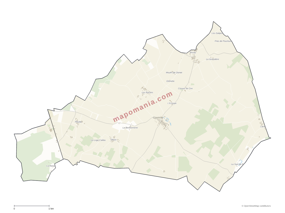 Carte de Coussay à personnaliser
