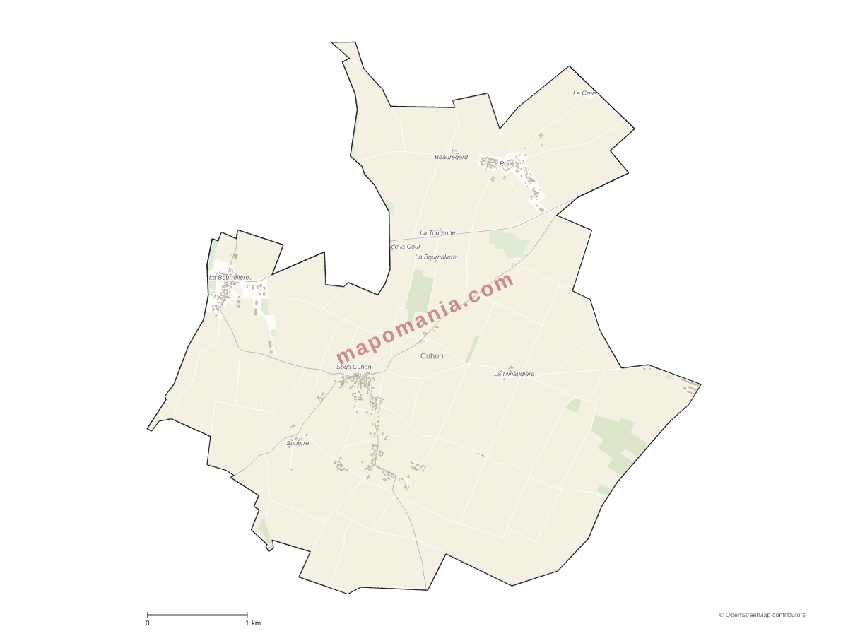 Carte de Cuhon à personnaliser