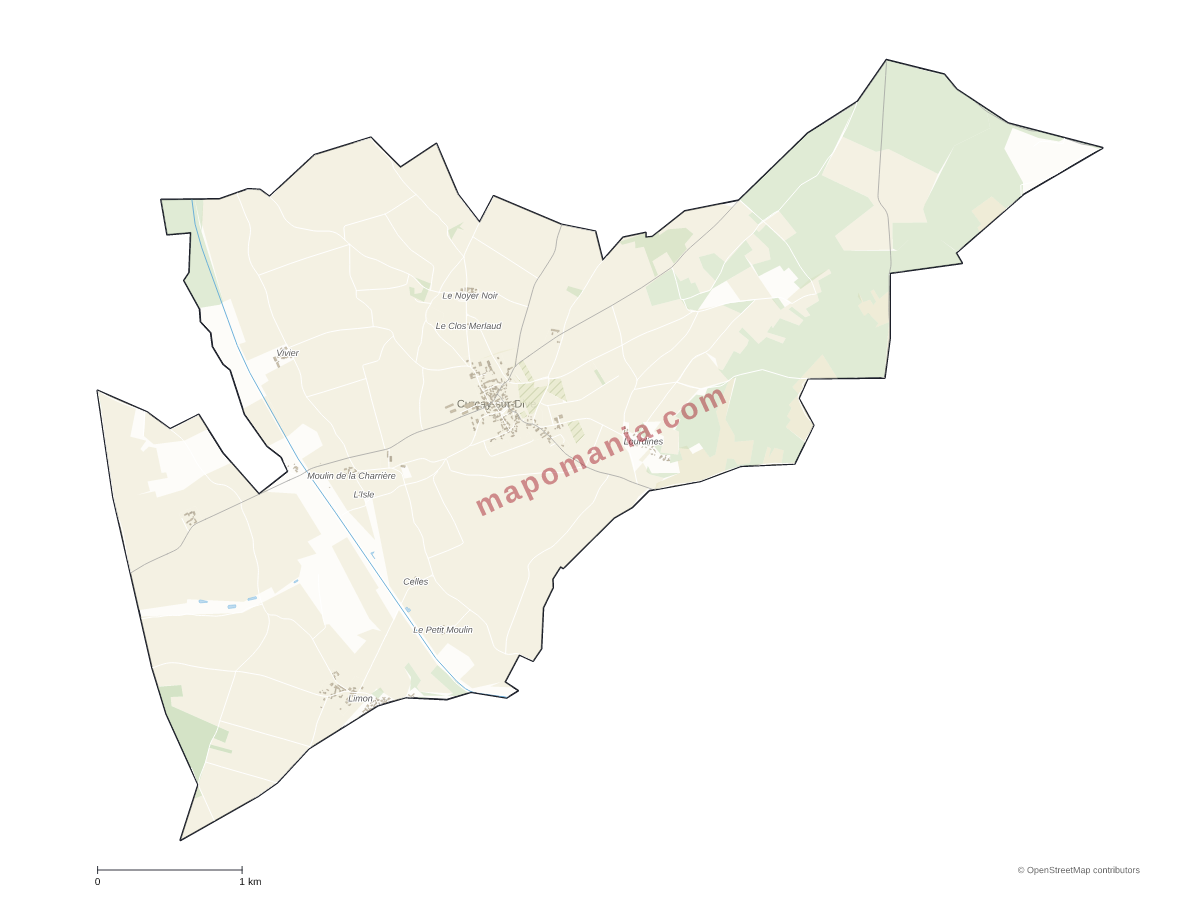 Carte de Curçay-sur-Dive à personnaliser