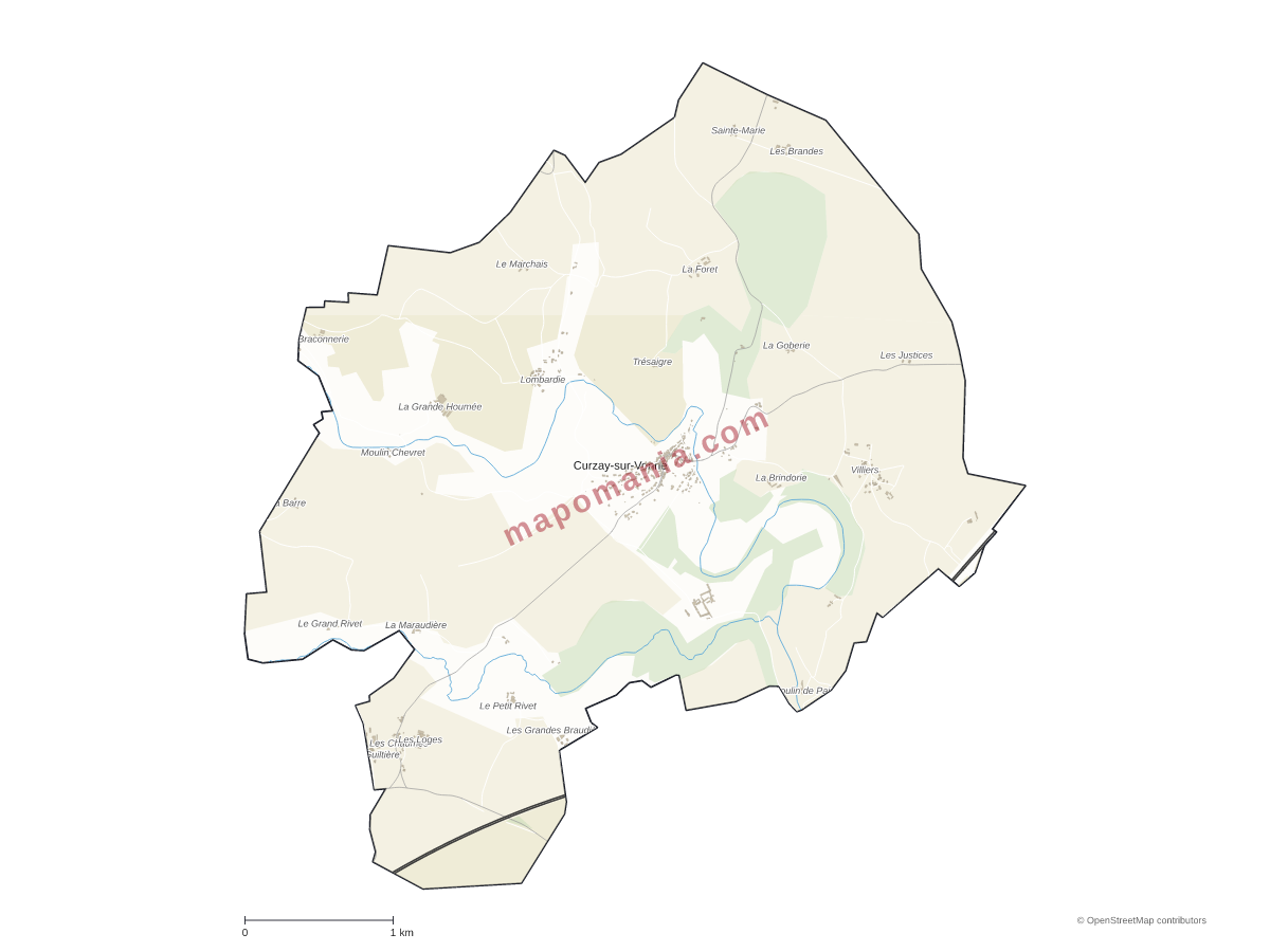 Carte de Curzay-sur-Vonne à personnaliser