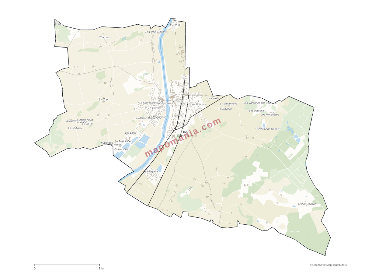 Carte de Dangé-Saint-Romain à personnaliser