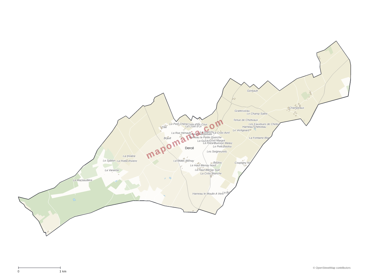 Carte de Dercé à personnaliser