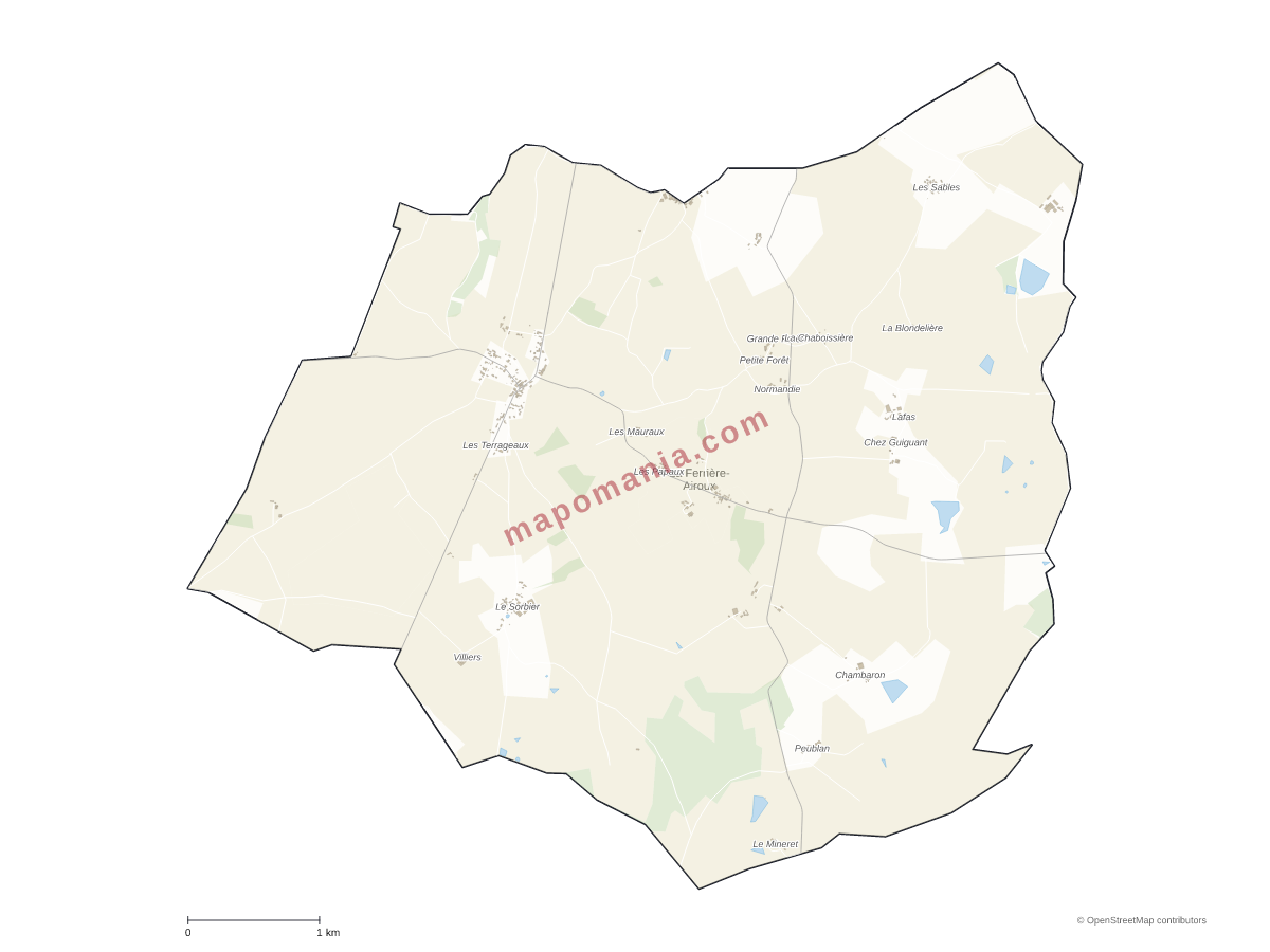 Carte de La Ferrière-Airoux à personnaliser
