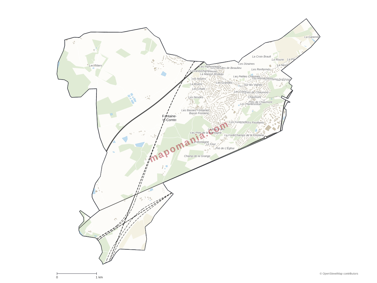 Carte de Fontaine-le-Comte à personnaliser
