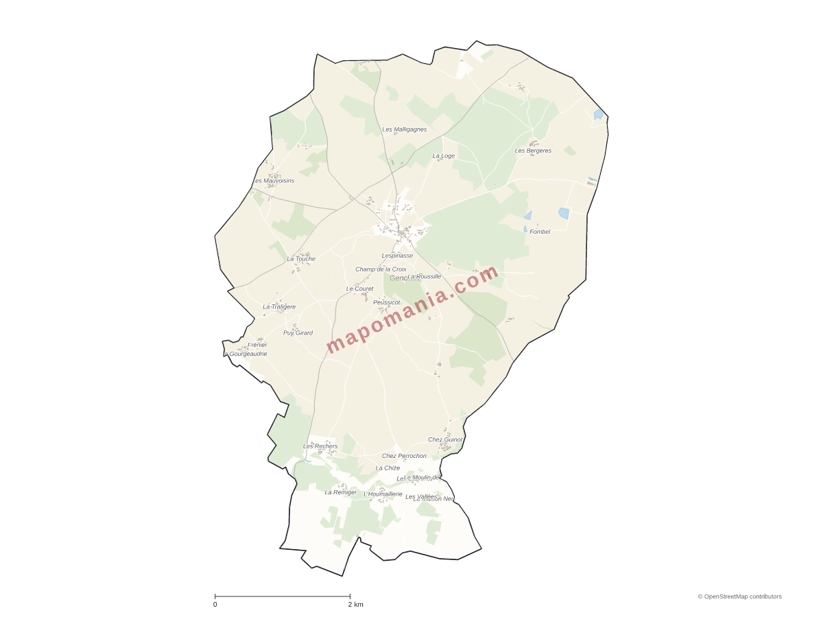 Carte de Genouillé à personnaliser