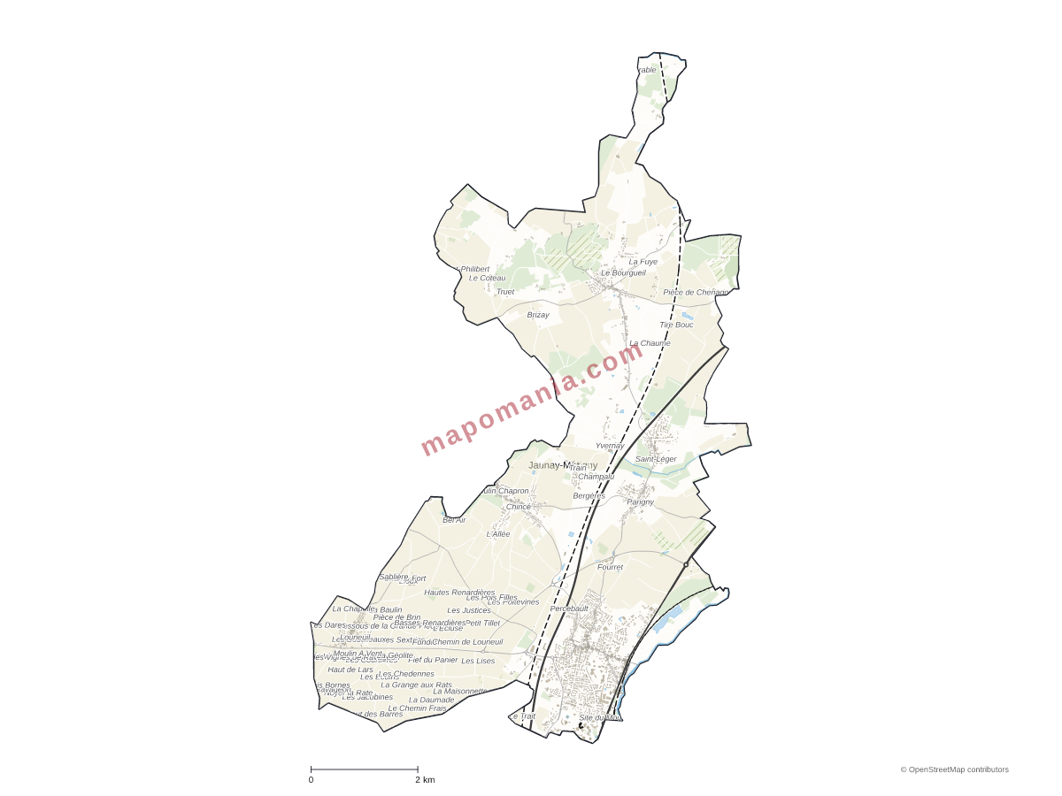 Carte de Jaunay-Marigny à personnaliser