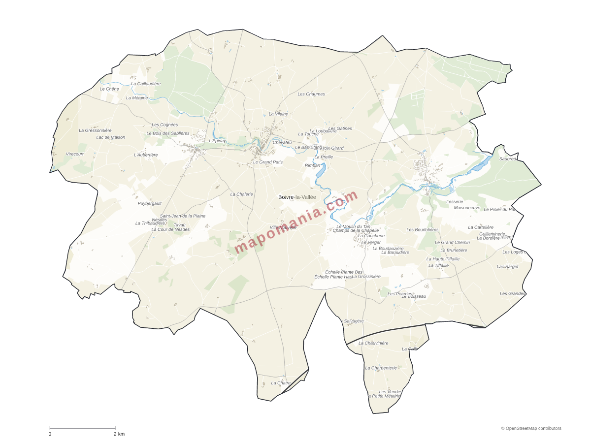 Carte de Boivre-la-Vallée à personnaliser