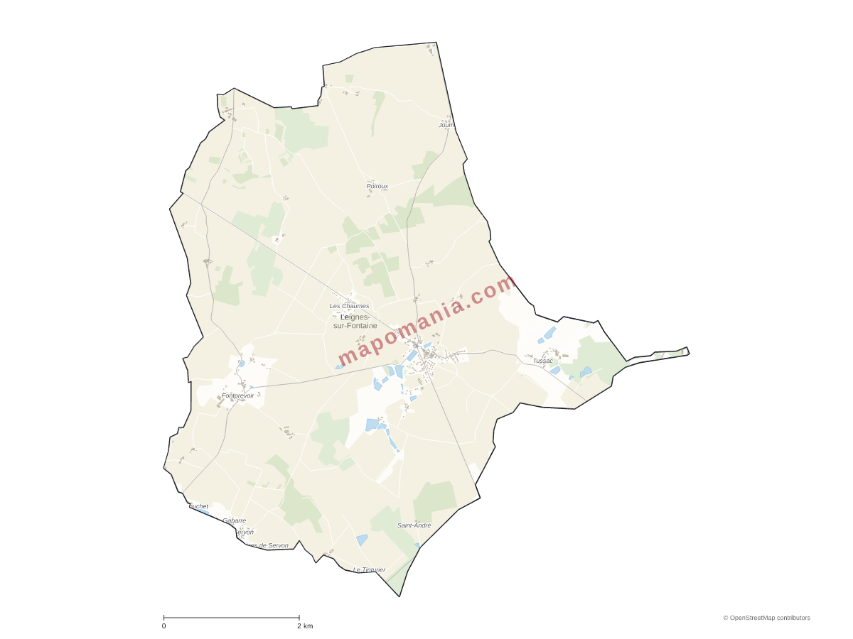 Carte de Leignes-sur-Fontaine à personnaliser