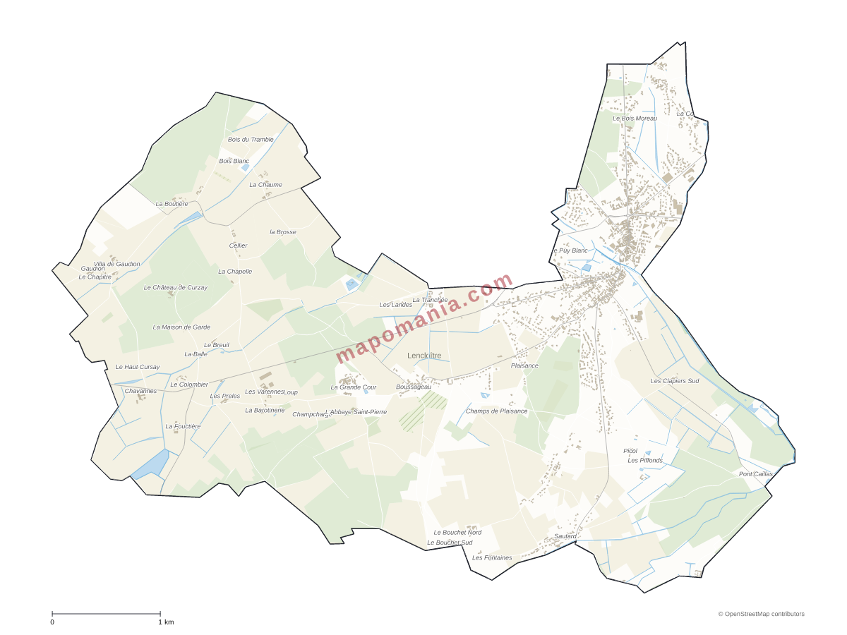Carte de Lencloître à personnaliser