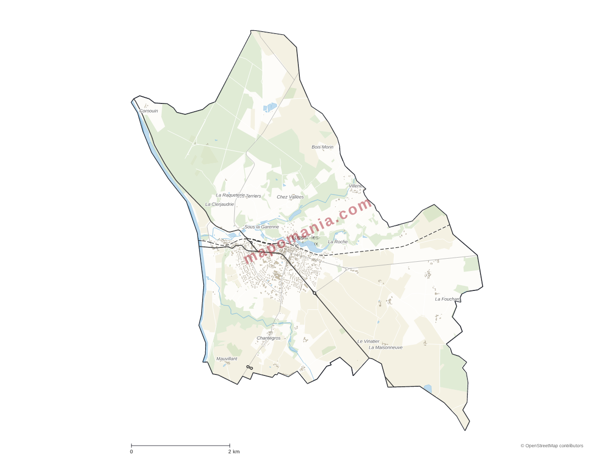Carte de Lussac-les-Châteaux à personnaliser