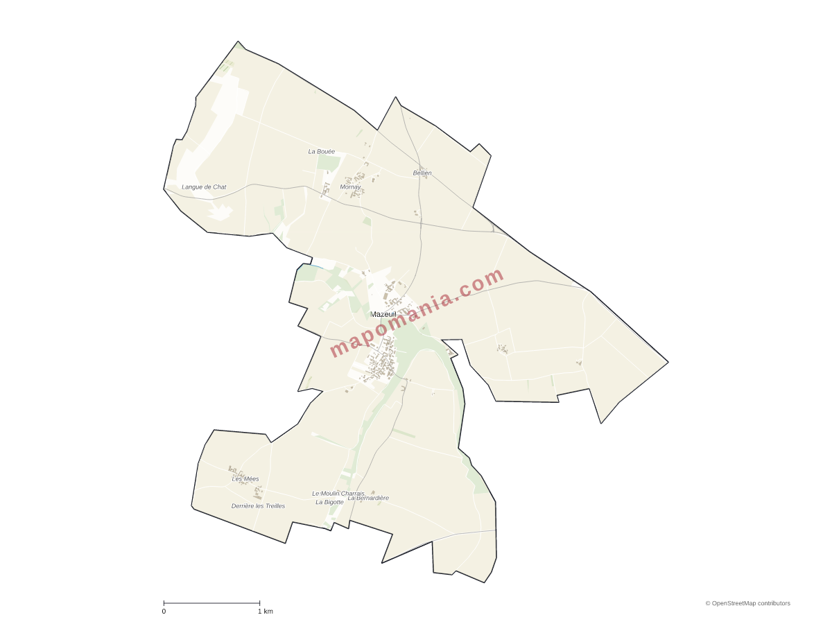 Carte de Mazeuil à personnaliser