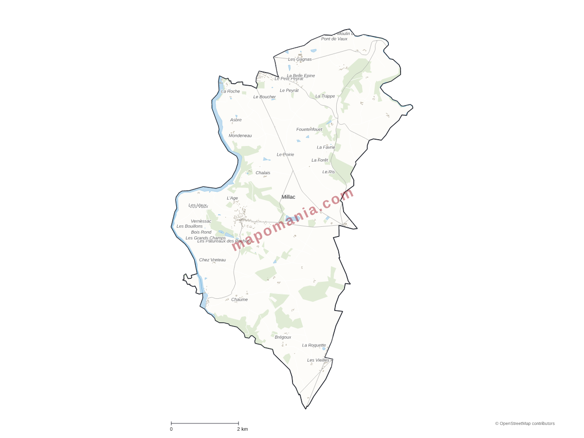 Carte de Millac à personnaliser