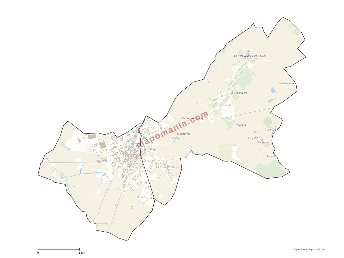 Carte de Mirebeau à personnaliser