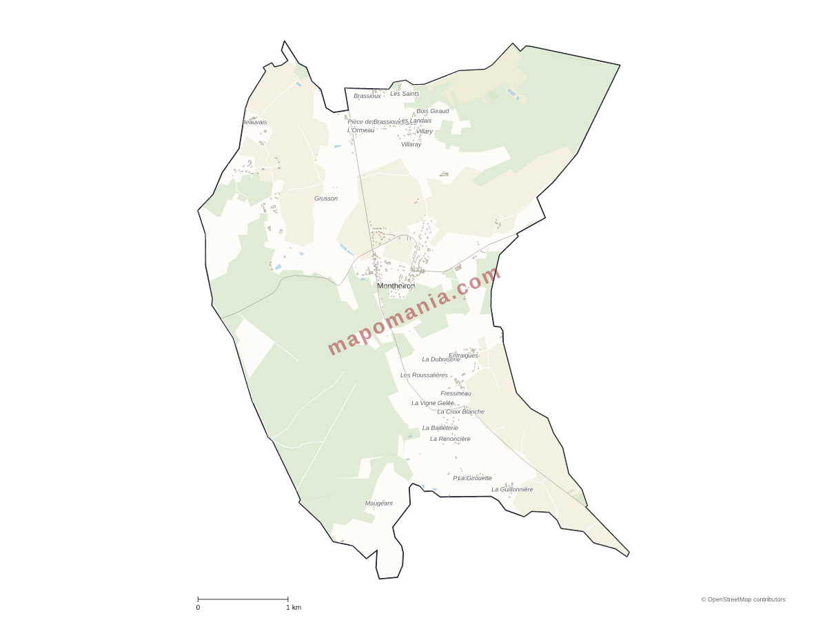 Carte de Monthoiron à personnaliser