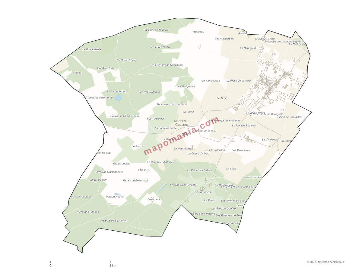 Carte de Monts-sur-Guesnes à personnaliser