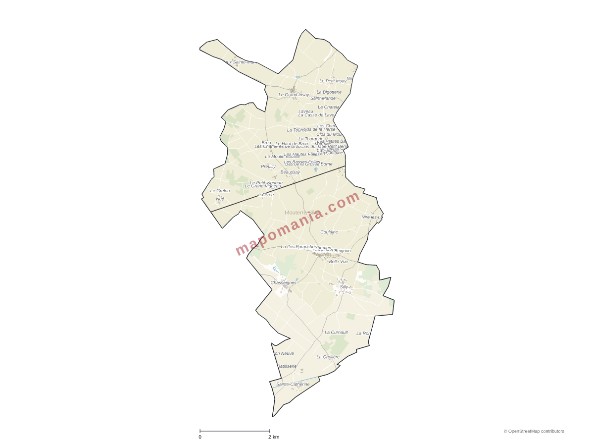 Carte de Mouterre-Silly à personnaliser