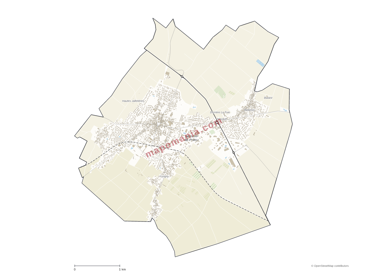 Carte de Neuville-de-Poitou à personnaliser