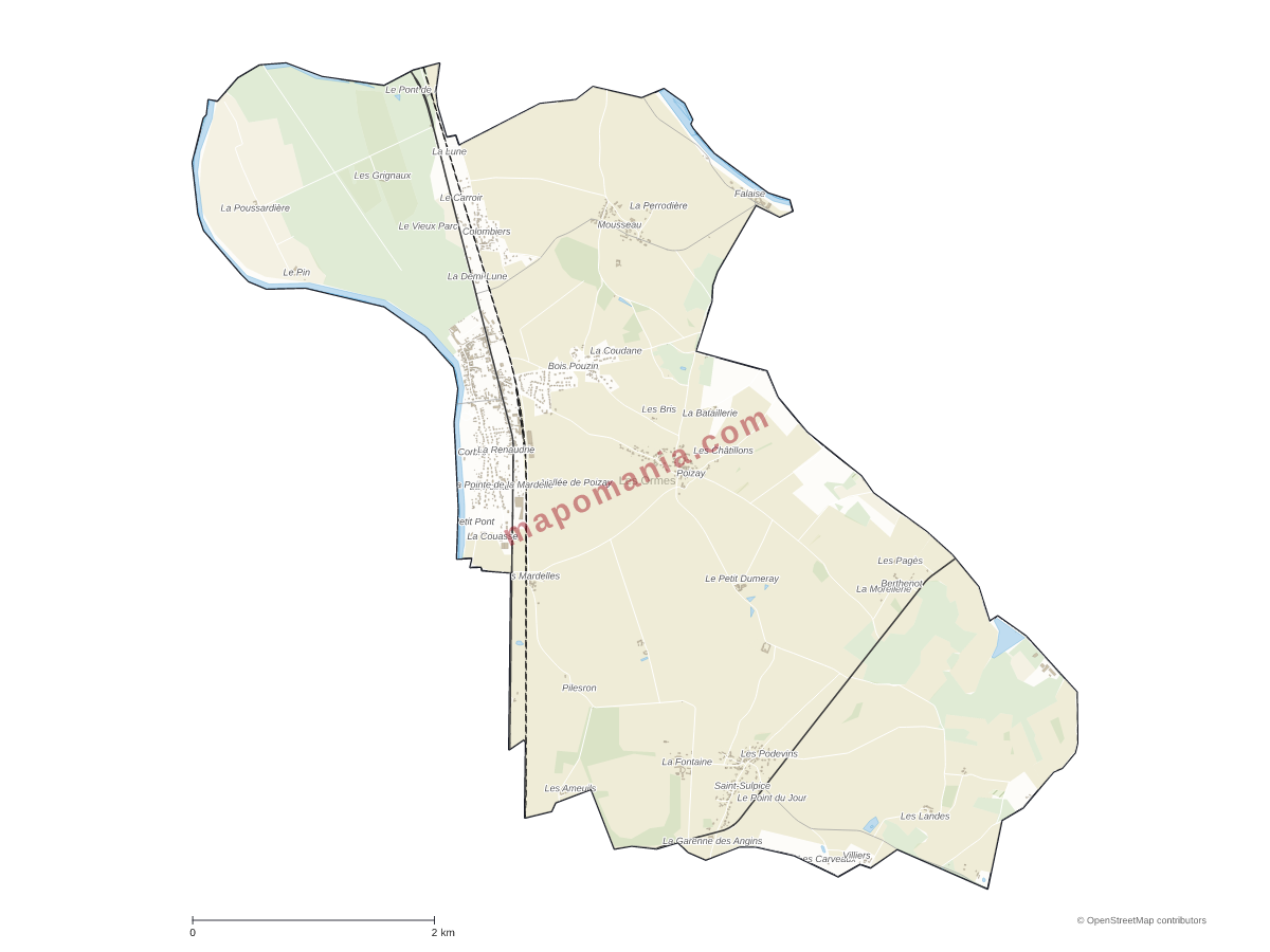 Carte de Les Ormes à personnaliser
