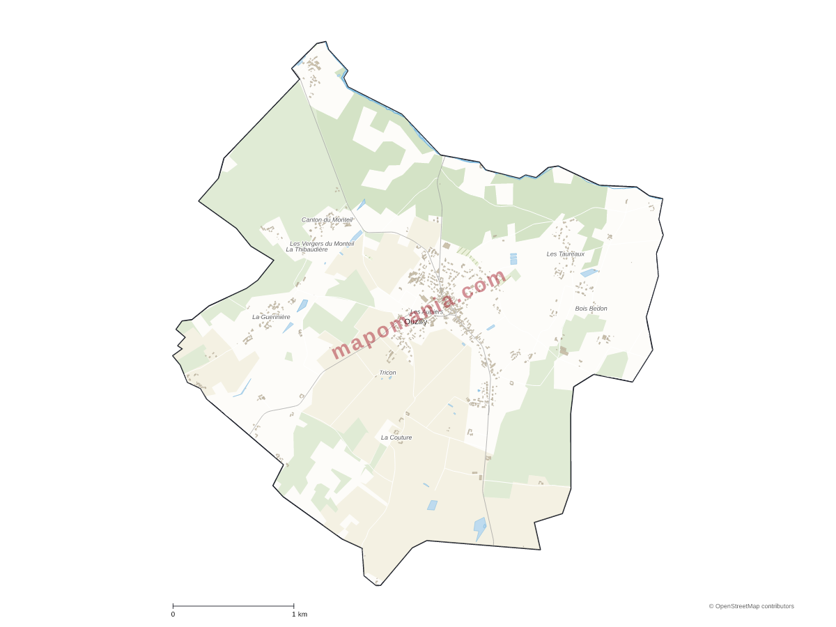 Carte de Ouzilly à personnaliser