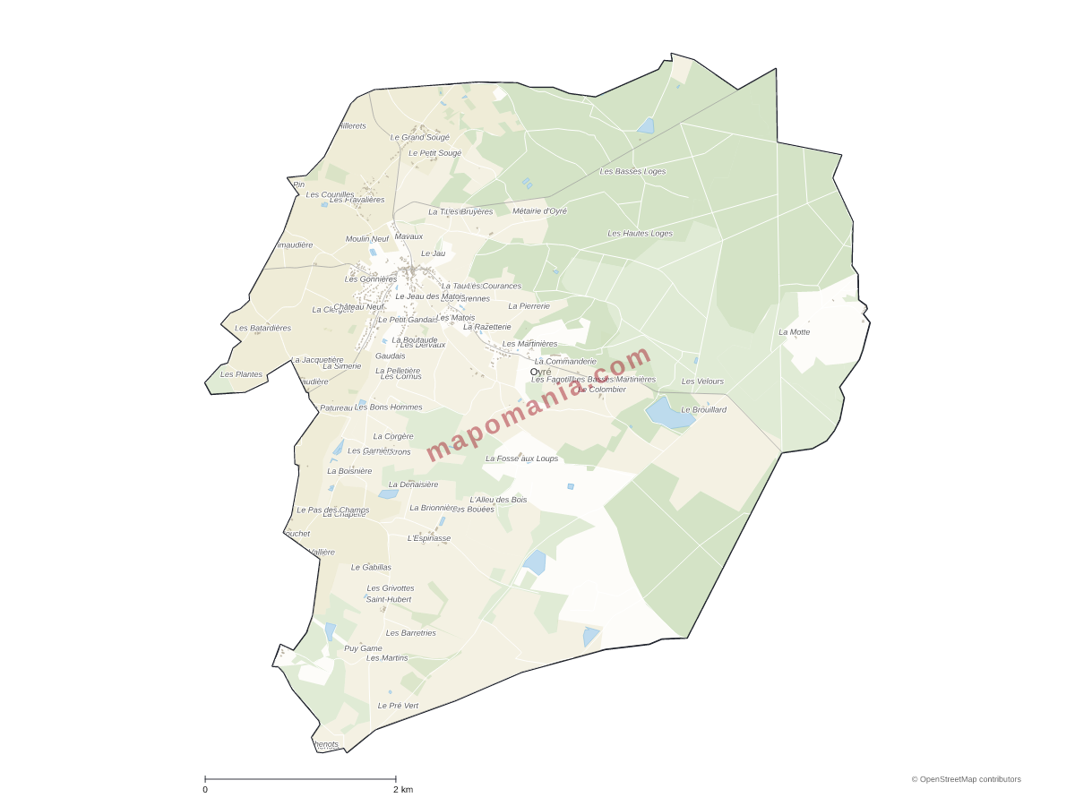 Carte de Oyré à personnaliser