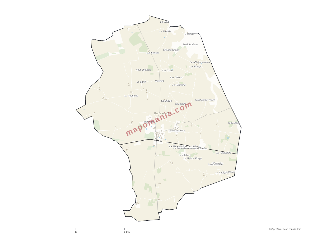 Carte de Paizay-le-Sec à personnaliser