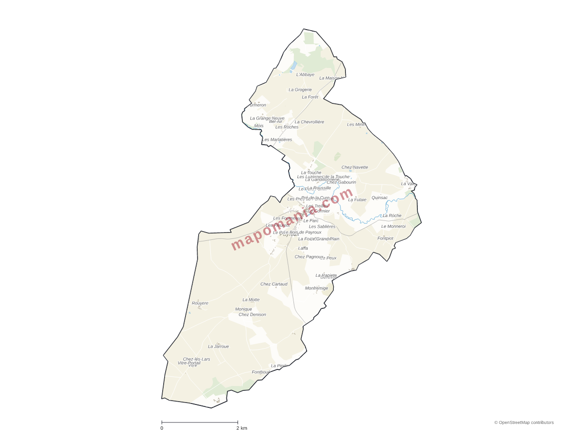 Carte de Payroux à personnaliser
