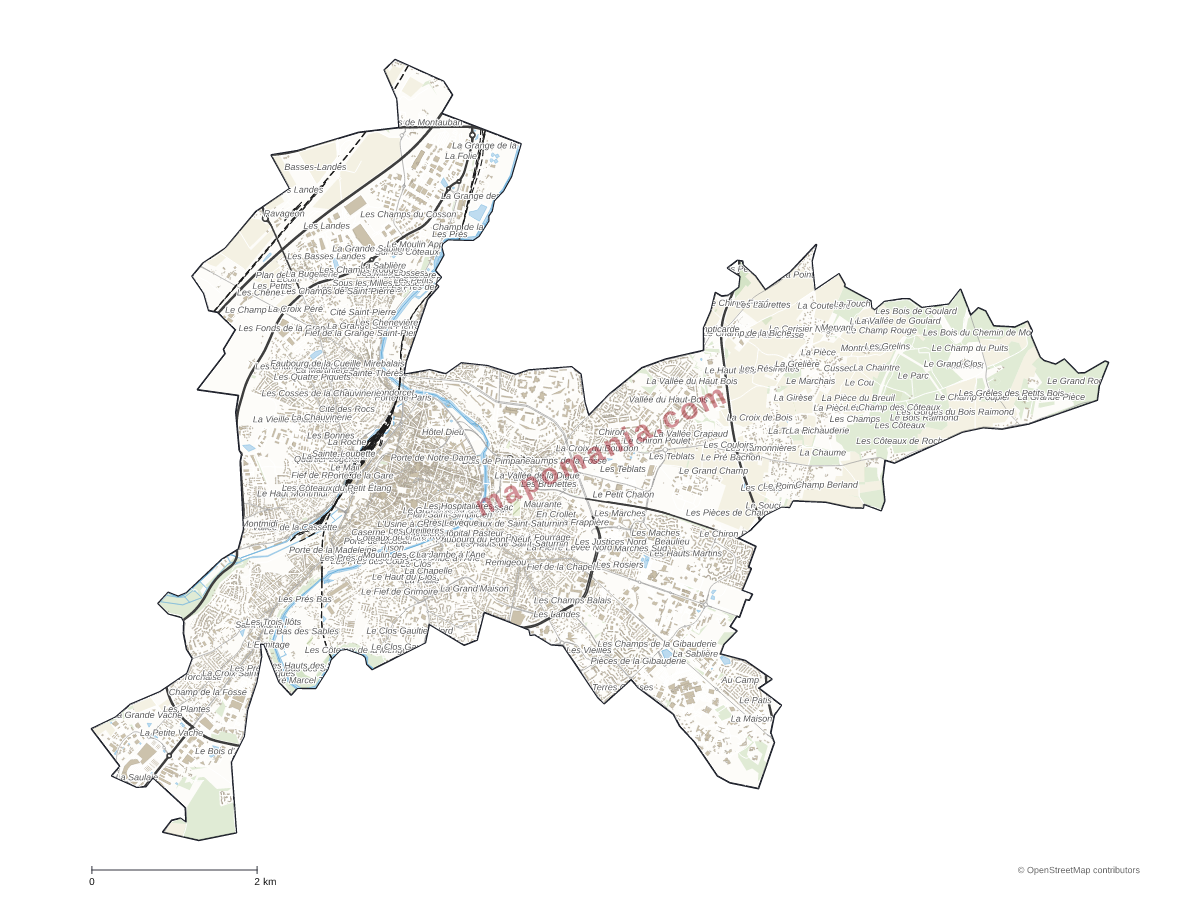 Carte de Poitiers à personnaliser