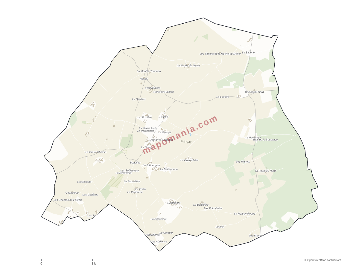 Carte de Prinçay à personnaliser