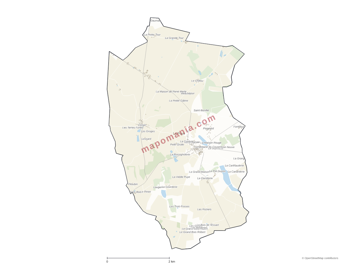 Carte de La Puye à personnaliser