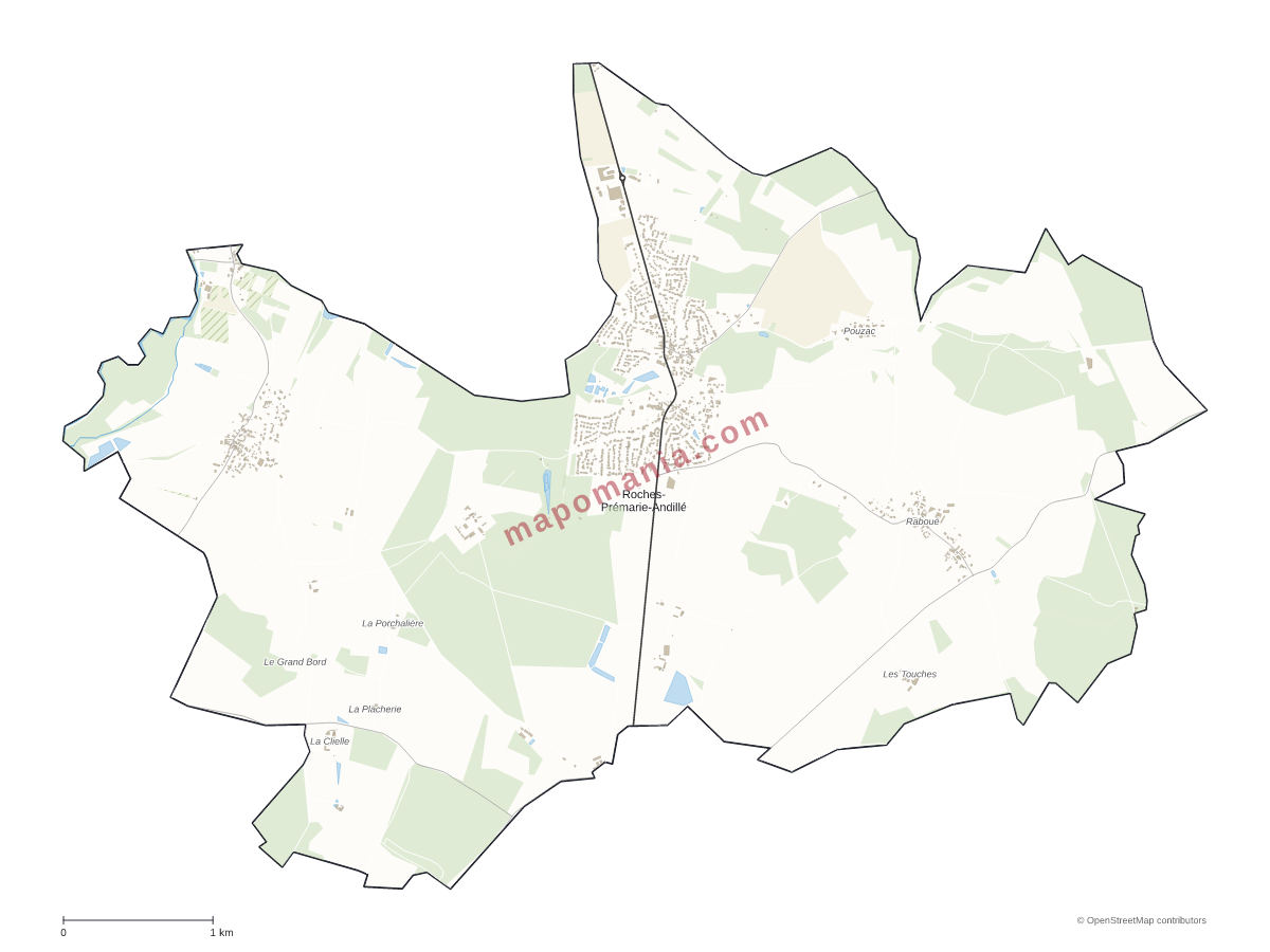 Carte de Roches-Prémarie-Andillé à personnaliser