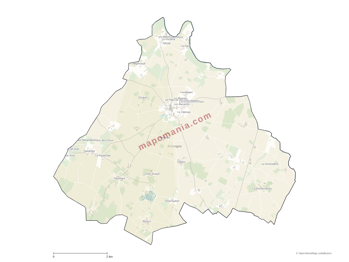 Carte de Romagne à personnaliser