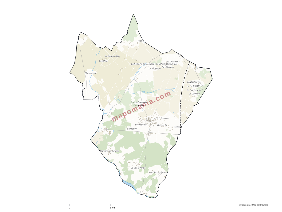 Carte de Saint-Genest-d'Ambière à personnaliser