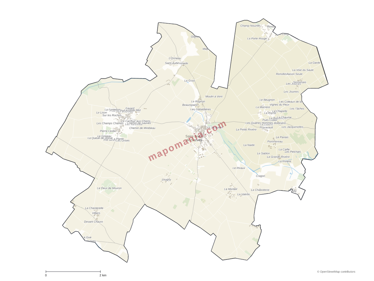 Carte de Saint-Jean-de-Sauves à personnaliser