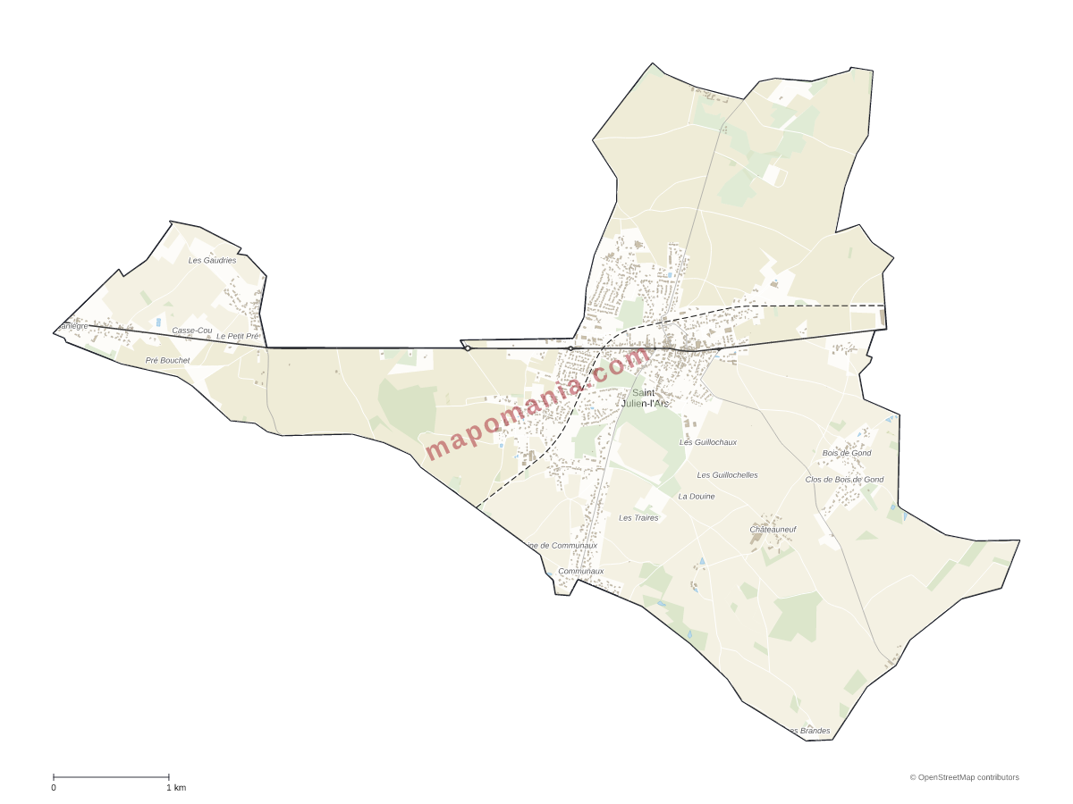 Carte de Saint-Julien-l'Ars à personnaliser