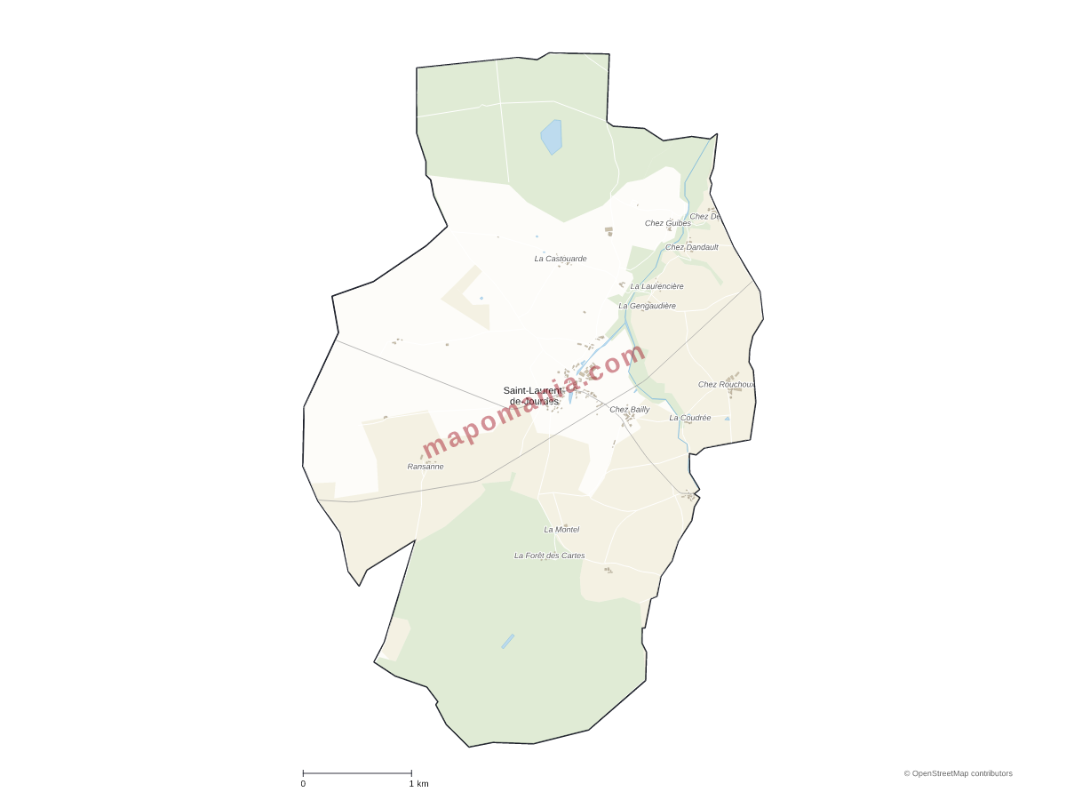 Carte de Saint-Laurent-de-Jourdes à personnaliser