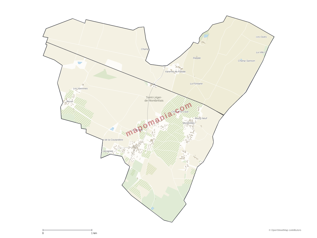 Carte de Saint-Léger-de-Montbrillais à personnaliser