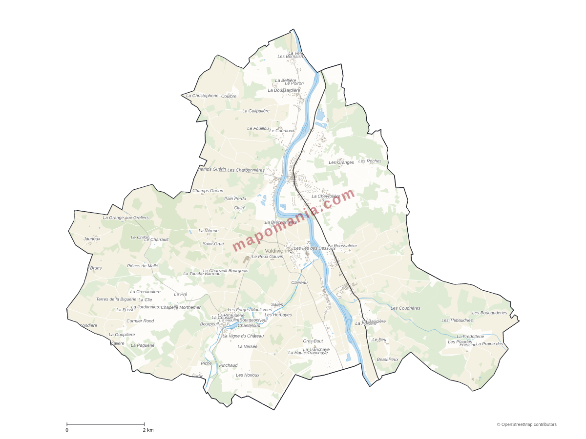 Carte de Valdivienne à personnaliser