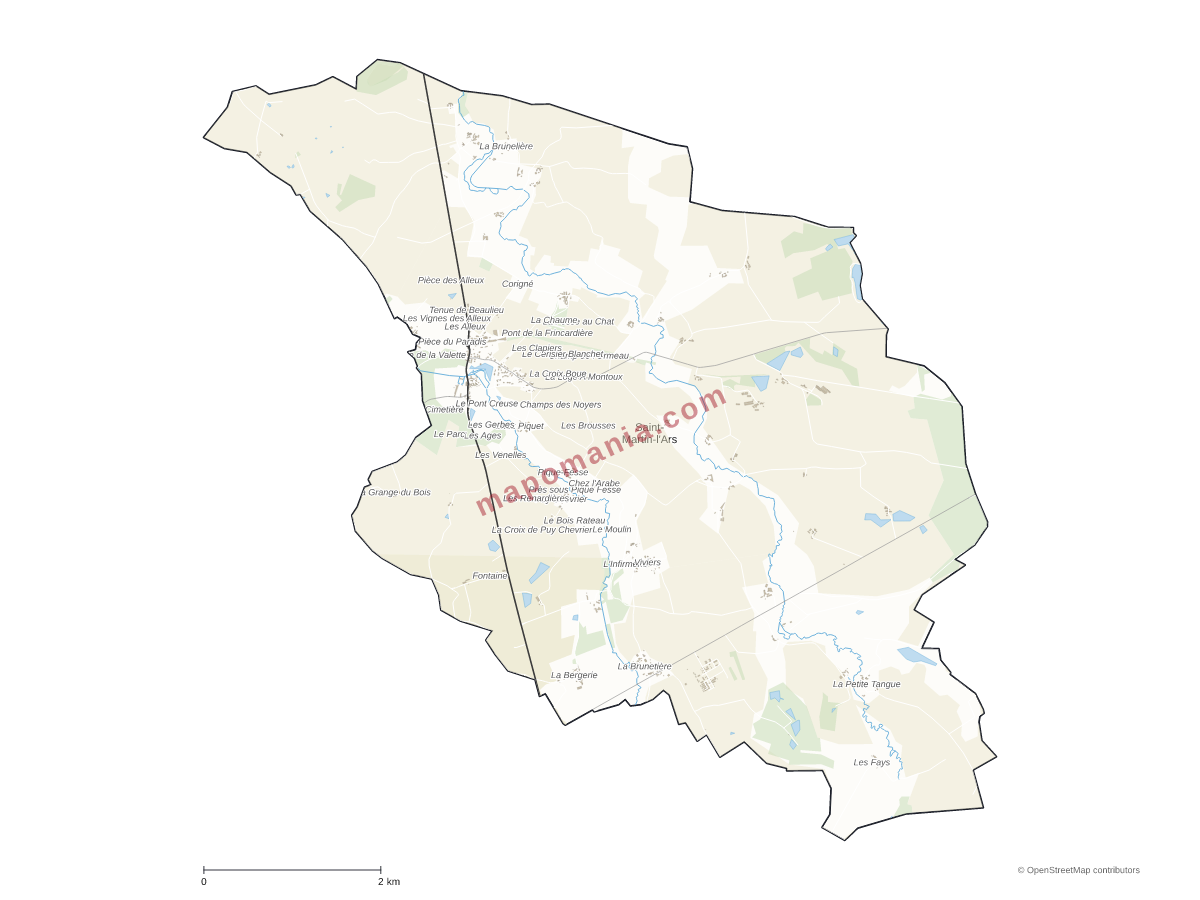 Carte de Saint-Martin-l'Ars à personnaliser