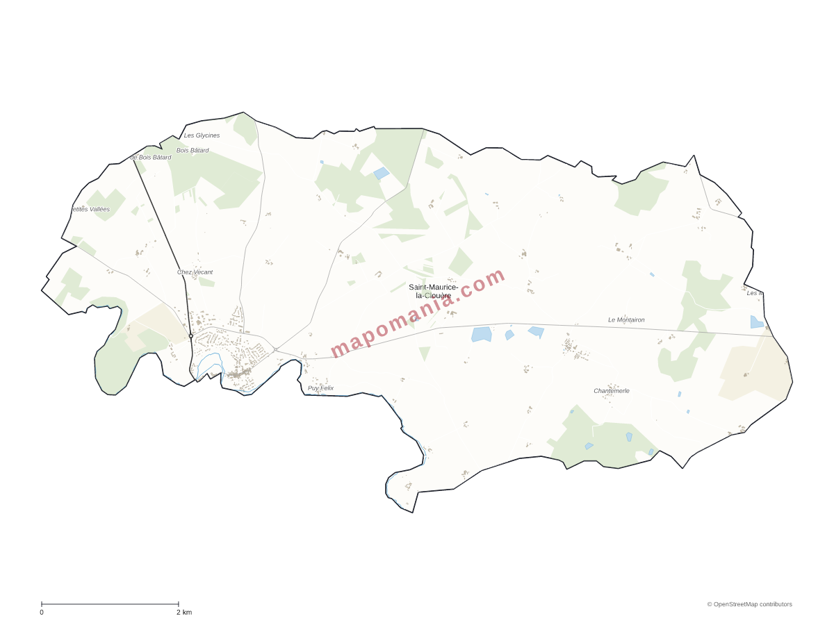Carte de Saint-Maurice-la-Clouère à personnaliser