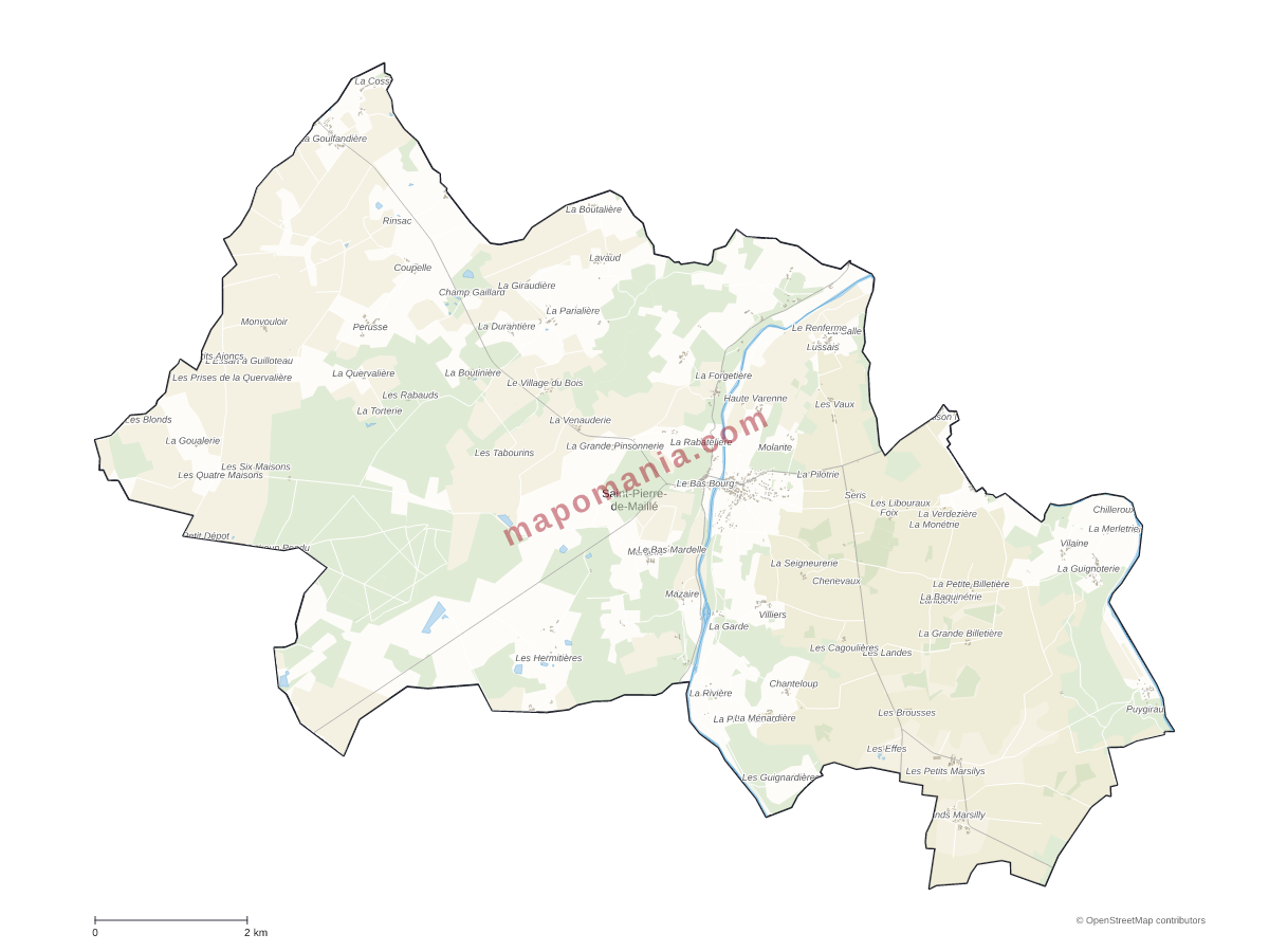 Carte de Saint-Pierre-de-Maillé à personnaliser