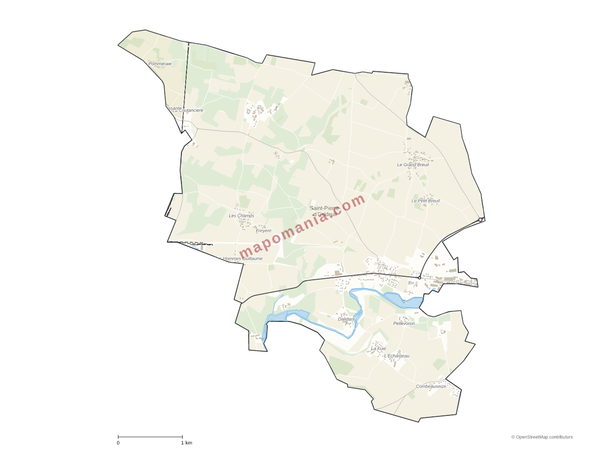 Carte de Saint-Pierre-d'Exideuil à personnaliser